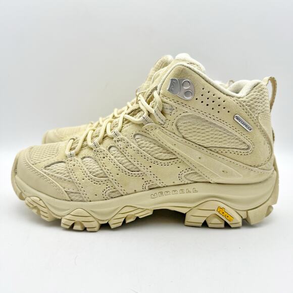 Merrell Womens Moab 3 Mid Hiking Boots US 7.5 M EU 38 Tan Yellow Waterproof NWOB - Picture 8 of 13